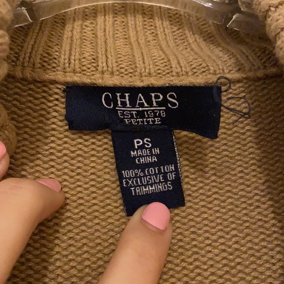 Chaps Brown Buckle Pocket Zip-Up Sweater Size PS - Picture 8 of 12